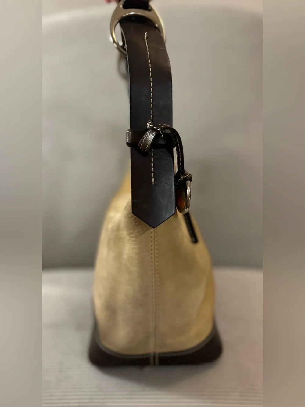 Dooney & Bourke Medium Suede/ Leather Slouch Hobo Shoulder Bag 1975 collection